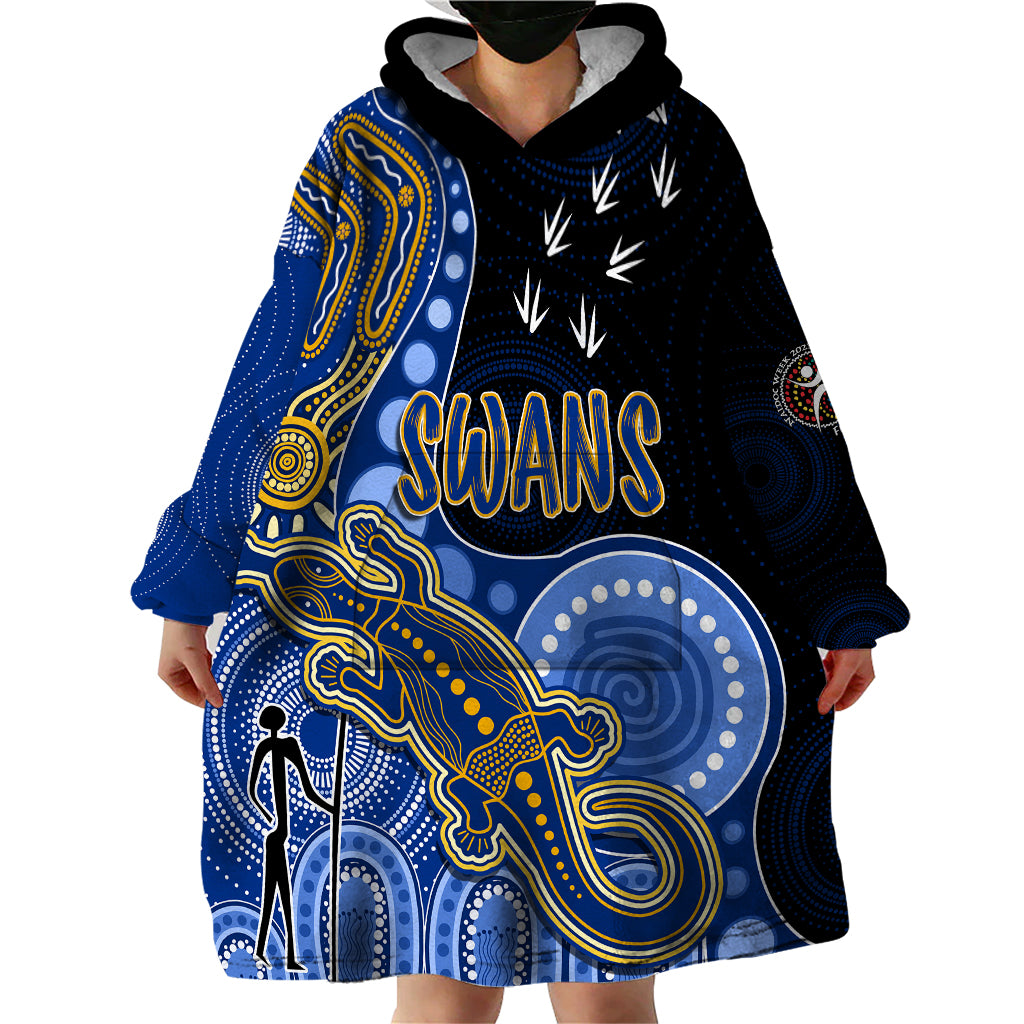 Personalised NAIDOC Week 2023 AFL Eagles Wearable Blanket Hoodie Aboriginal Dot Art Lizard Mix Boomerang - Vibe Hoodie Shop