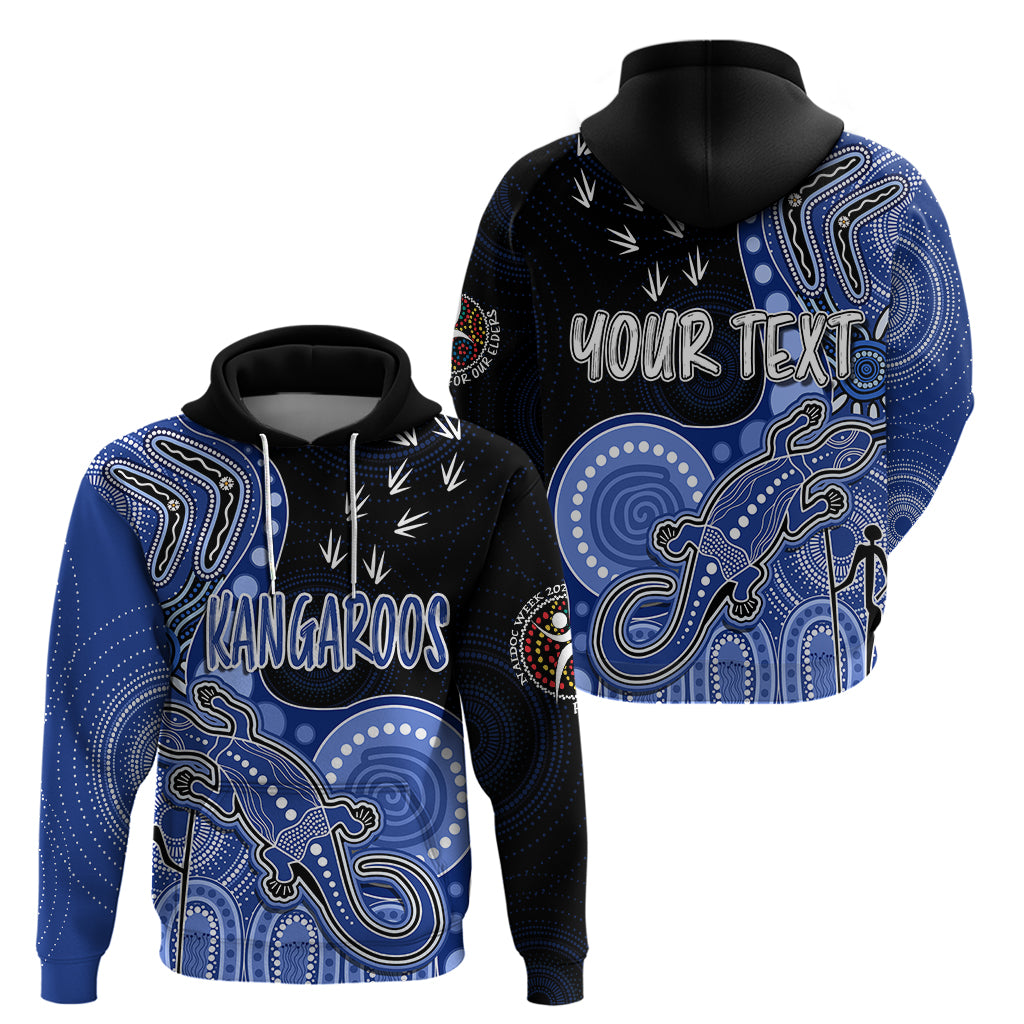 Personalised NAIDOC Week 2023 AFL Kangaroos Hoodie Aboriginal Dot Art Lizard Mix Boomerang LT7 - Vibe Hoodie Shop