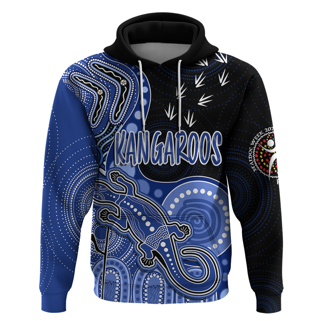 Personalised NAIDOC Week 2023 AFL Kangaroos Hoodie Aboriginal Dot Art Lizard Mix Boomerang LT7 - Vibe Hoodie Shop