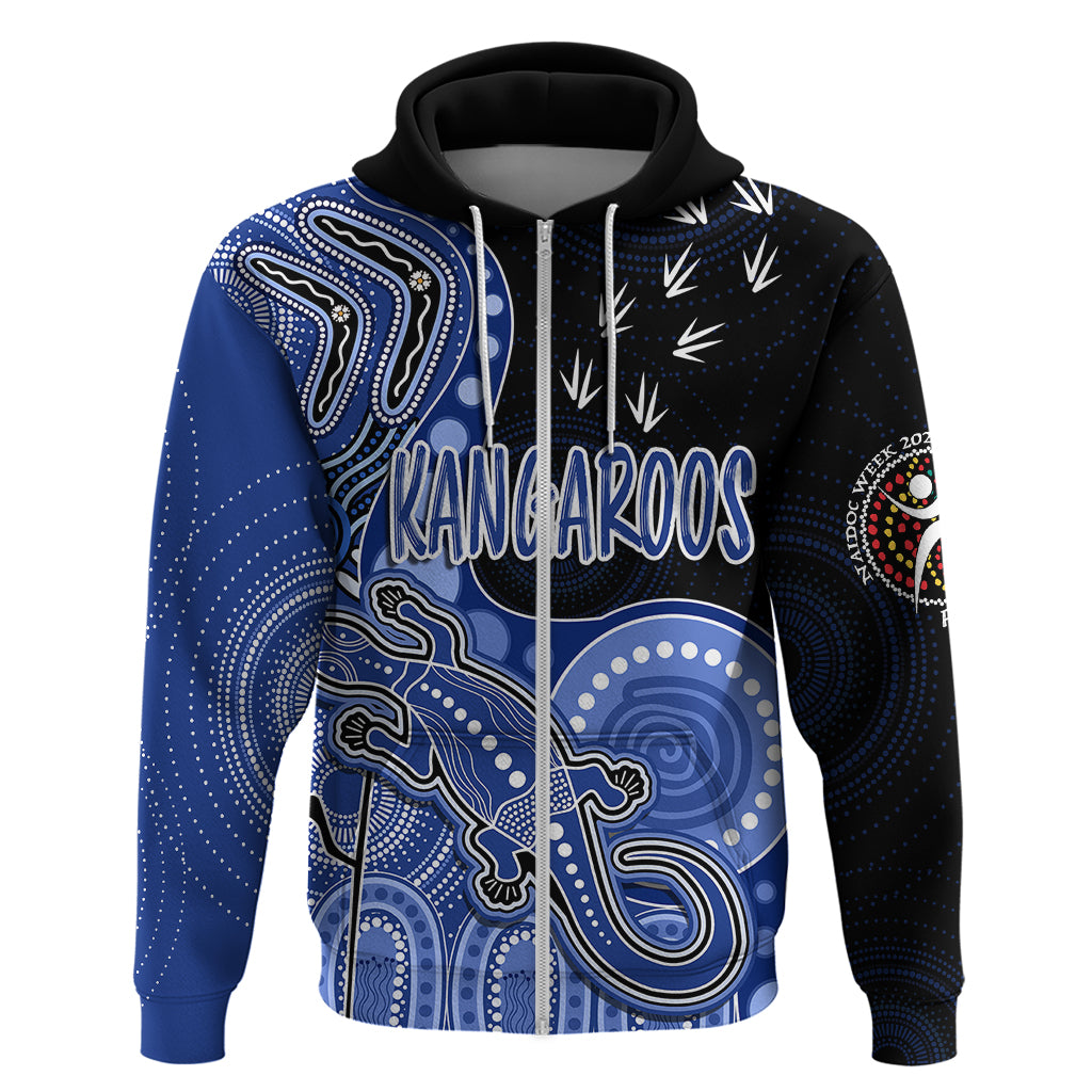 Personalised NAIDOC Week 2023 AFL Kangaroos Hoodie Aboriginal Dot Art Lizard Mix Boomerang LT7 - Vibe Hoodie Shop