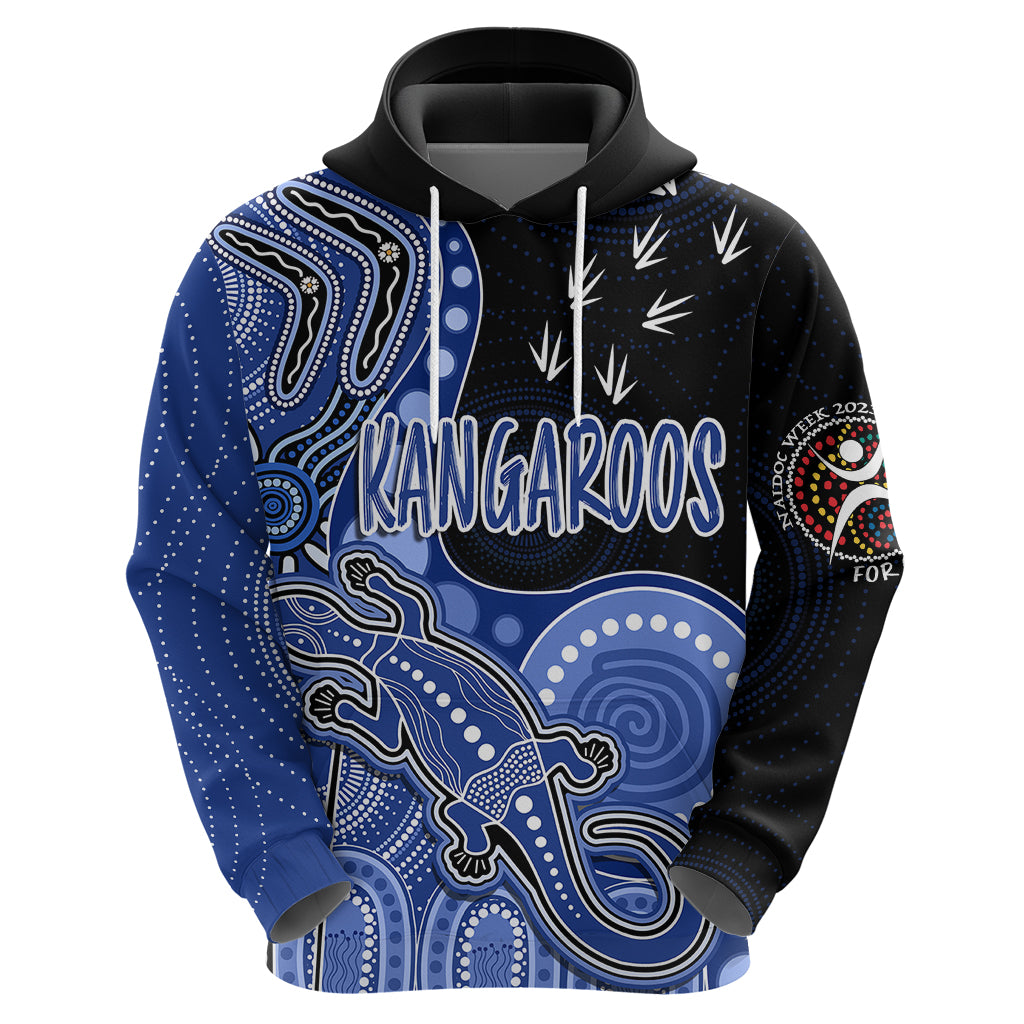 Personalised NAIDOC Week 2023 AFL Kangaroos Hoodie Aboriginal Dot Art Lizard Mix Boomerang LT7 - Vibe Hoodie Shop