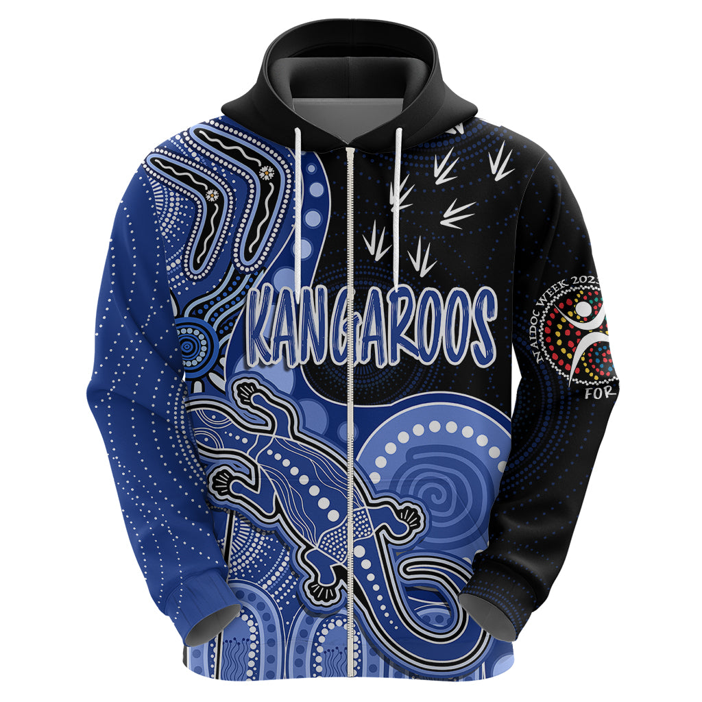 Personalised NAIDOC Week 2023 AFL Kangaroos Hoodie Aboriginal Dot Art Lizard Mix Boomerang LT7 - Vibe Hoodie Shop