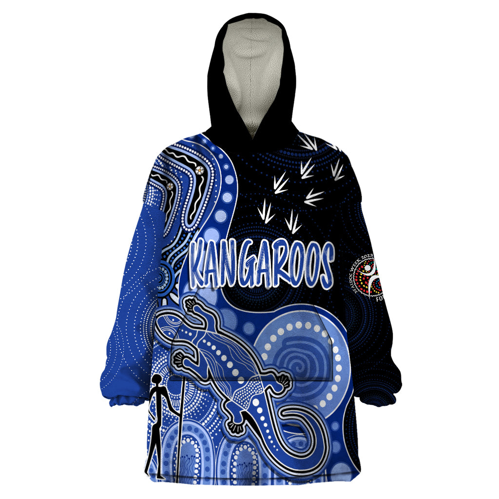 Personalised NAIDOC Week 2023 AFL Kangaroos Wearable Blanket Hoodie Aboriginal Dot Art Lizard Mix Boomerang - Vibe Hoodie Shop