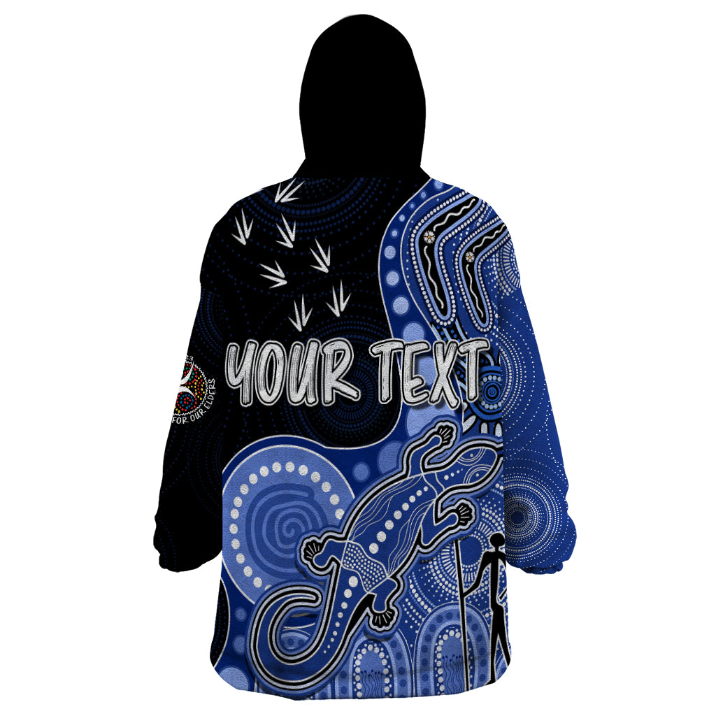 Personalised NAIDOC Week 2023 AFL Kangaroos Wearable Blanket Hoodie Aboriginal Dot Art Lizard Mix Boomerang - Vibe Hoodie Shop