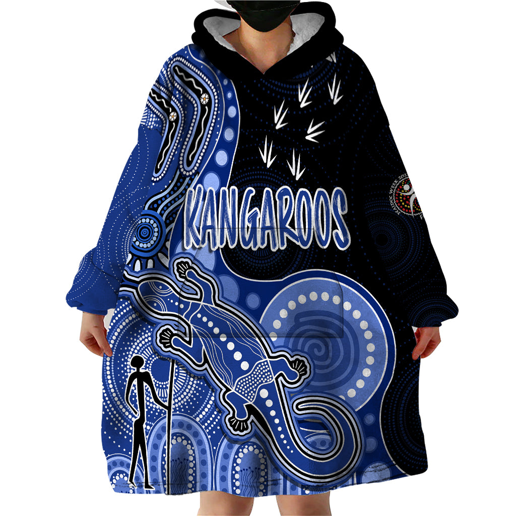 Personalised NAIDOC Week 2023 AFL Kangaroos Wearable Blanket Hoodie Aboriginal Dot Art Lizard Mix Boomerang - Vibe Hoodie Shop