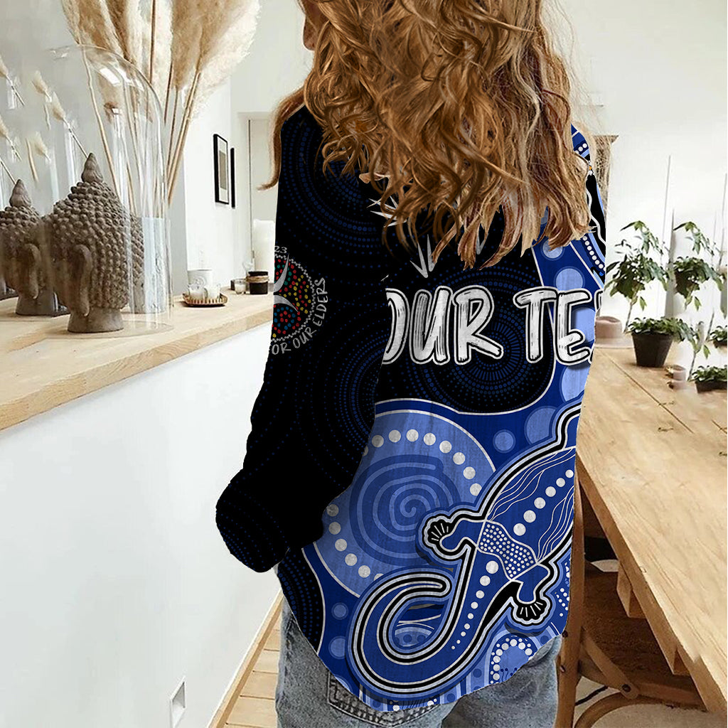 Personalised NAIDOC Week 2023 AFL Kangaroos Women Casual Shirt Aboriginal Dot Art Lizard Mix Boomerang - Vibe Hoodie Shop
