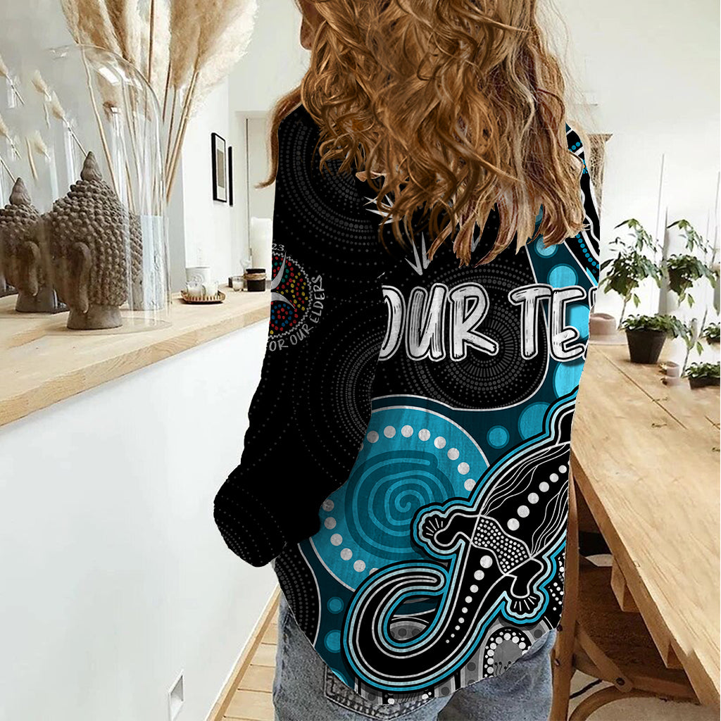 Personalised NAIDOC Week 2023 AFL Powers Women Casual Shirt Aboriginal Dot Art Lizard Mix Boomerang - Vibe Hoodie Shop