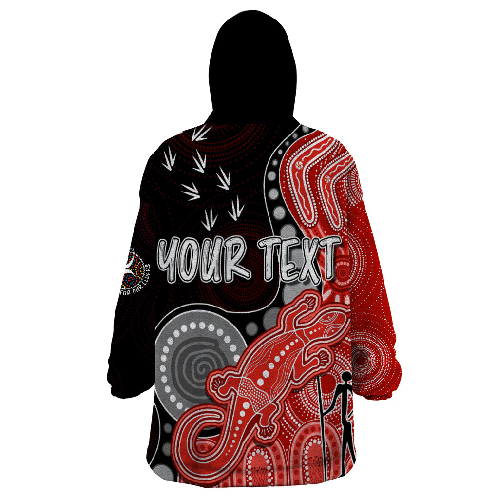 Personalised NAIDOC Week 2023 AFL Swans Wearable Blanket Hoodie Aboriginal Dot Art Lizard Mix Boomerang - Vibe Hoodie Shop