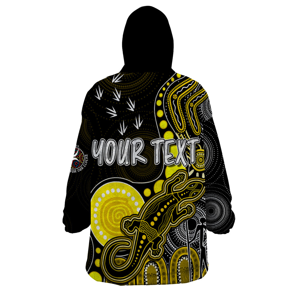 Personalised NAIDOC Week 2023 AFL Tigers Wearable Blanket Hoodie Aboriginal Dot Art Lizard Mix Boomerang - Vibe Hoodie Shop