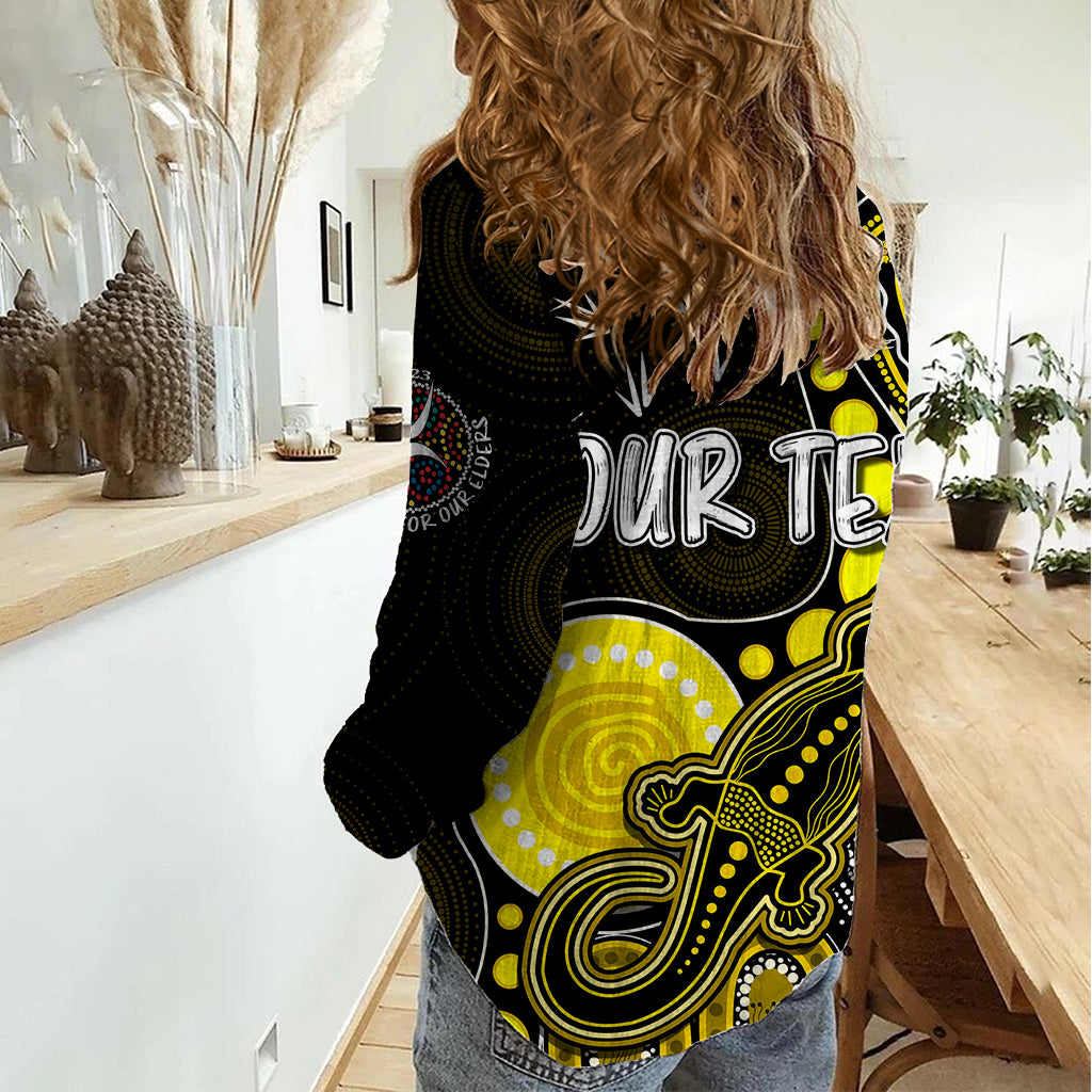 Personalised NAIDOC Week 2023 AFL Tigers Women Casual Shirt Aboriginal Dot Art Lizard Mix Boomerang - Vibe Hoodie Shop
