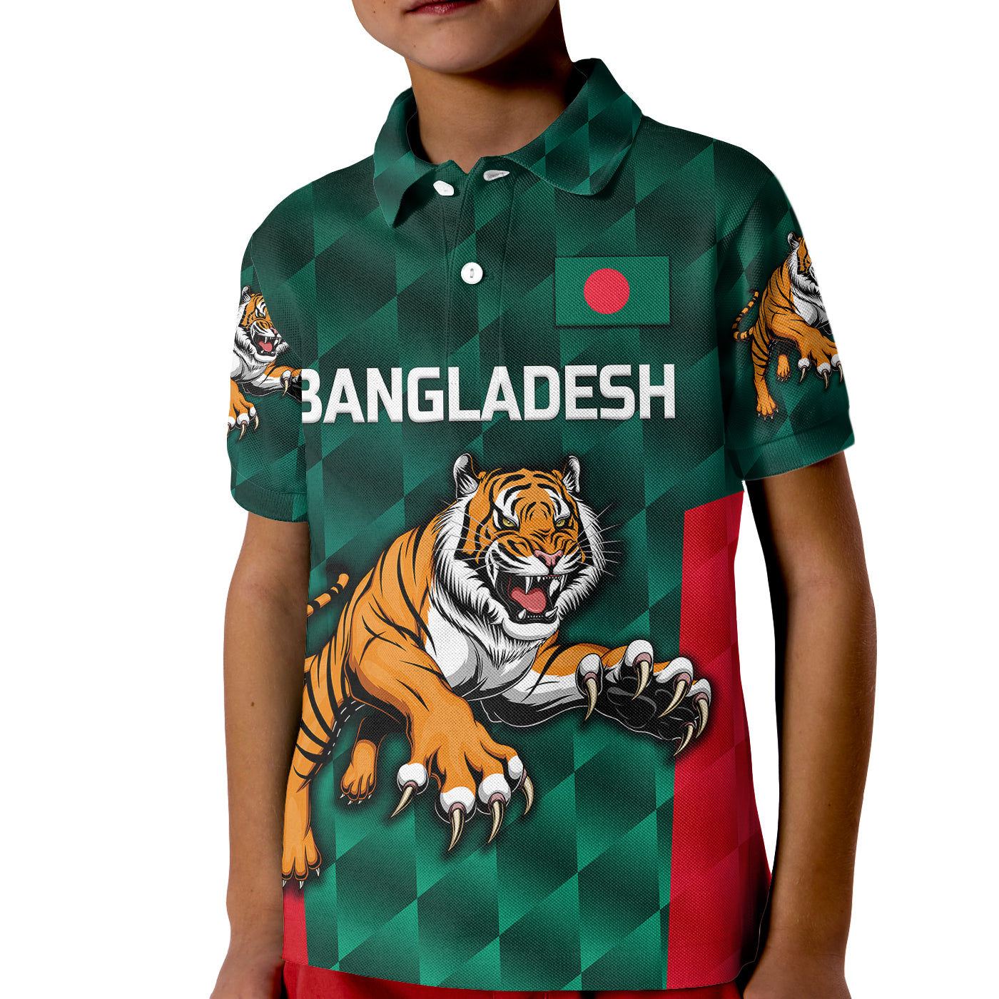 (Custom Personalised) Bangladesh Cricket Kid Polo Shirt Special Style The Tigers - Vibe Hoodie Shop