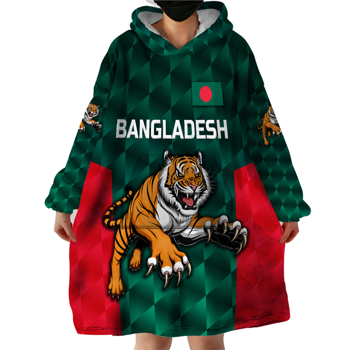 (Custom Personalised) Bangladesh Cricket Wearable Blanket Hoodie Special Style The Tigers - Vibe Hoodie Shop