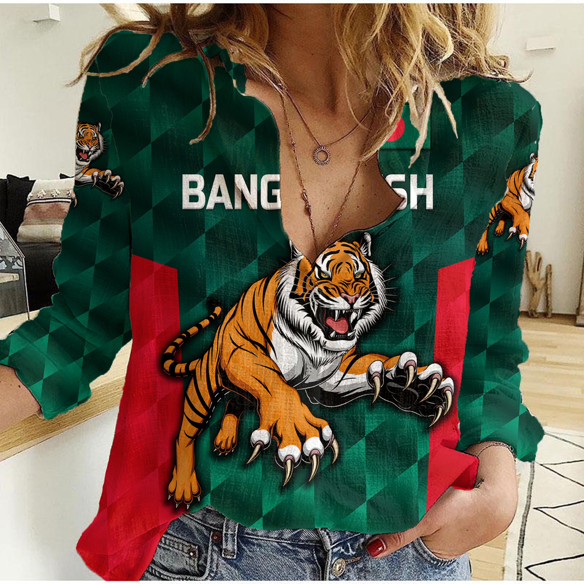(Custom Personalised) Bangladesh Cricket Women Casual Shirt Special Style The Tigers - Vibe Hoodie Shop