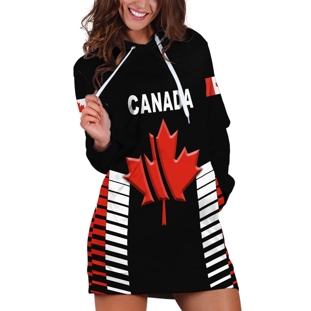 (Custom Personalised) Canada Cricket Hoodie Dress Maple Leaf Unique Style - Black - Vibe Hoodie Shop