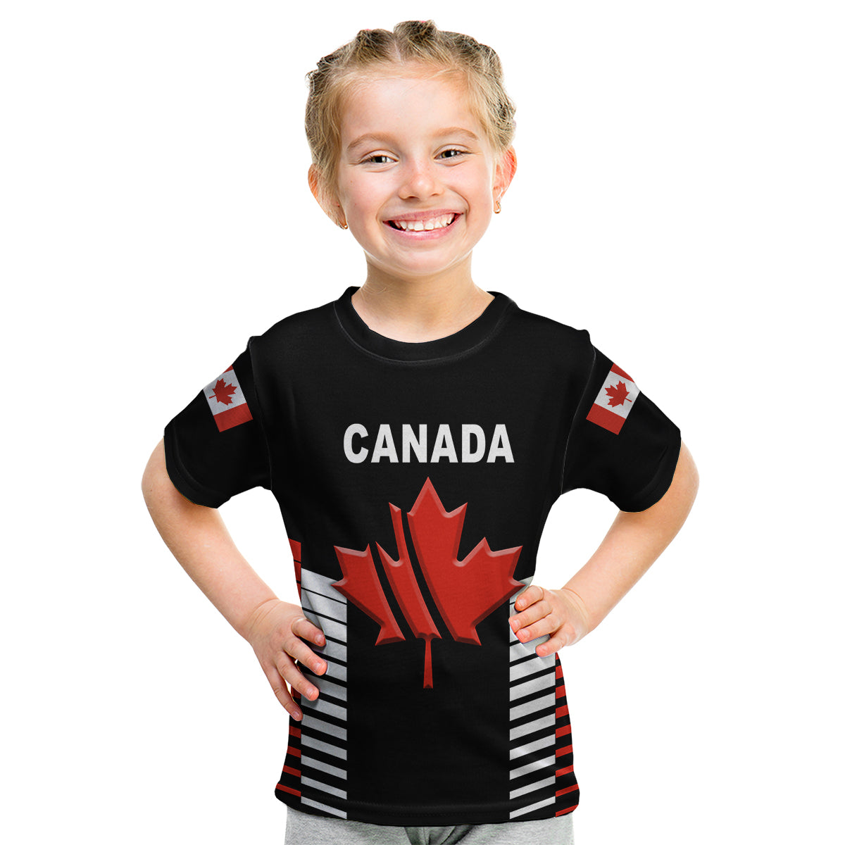 (Custom Personalised) Canada Cricket Kid T Shirt Maple Leaf Unique Style - Black - Vibe Hoodie Shop