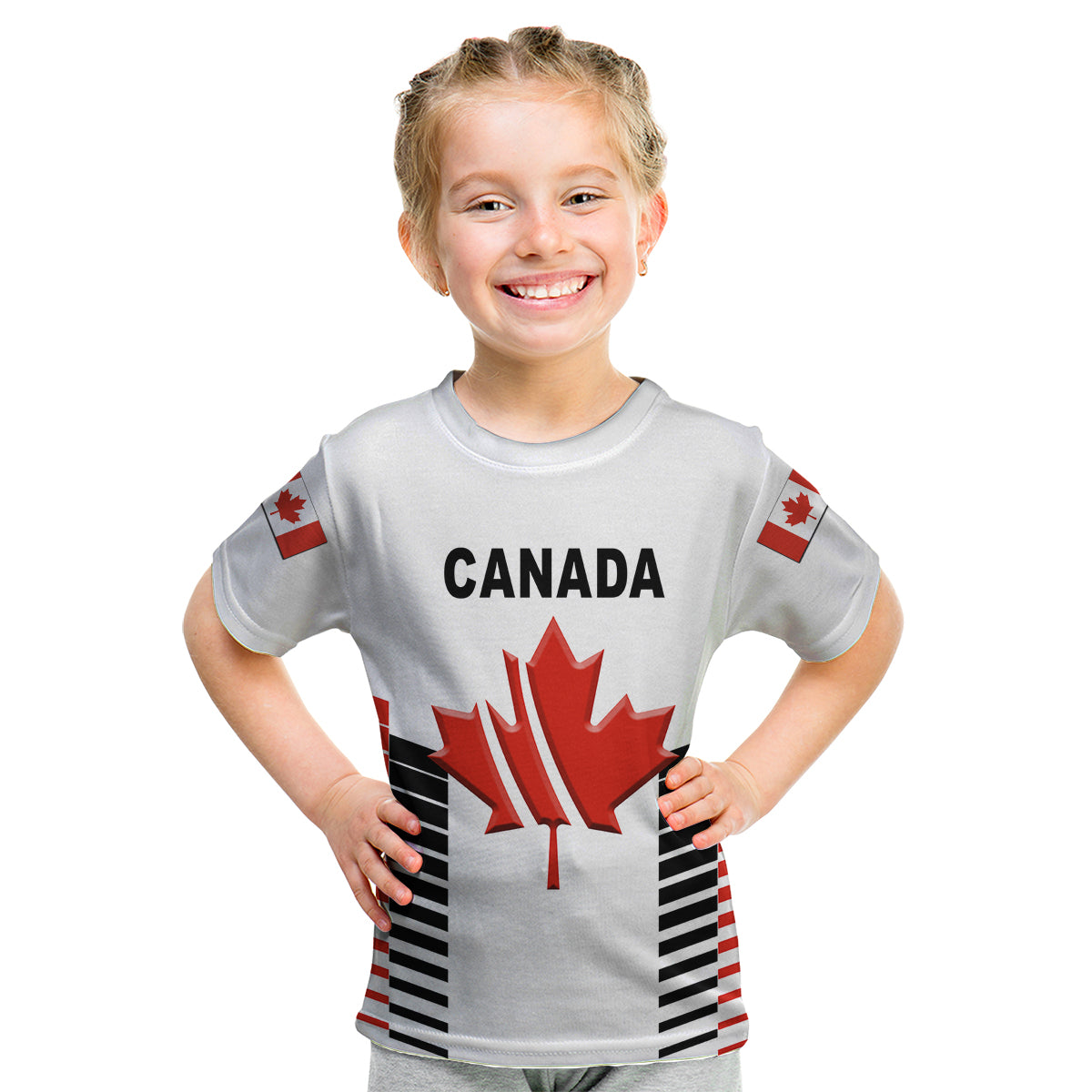 (Custom Personalised) Canada Cricket Kid T Shirt Maple Leaf Unique Style - White - Vibe Hoodie Shop