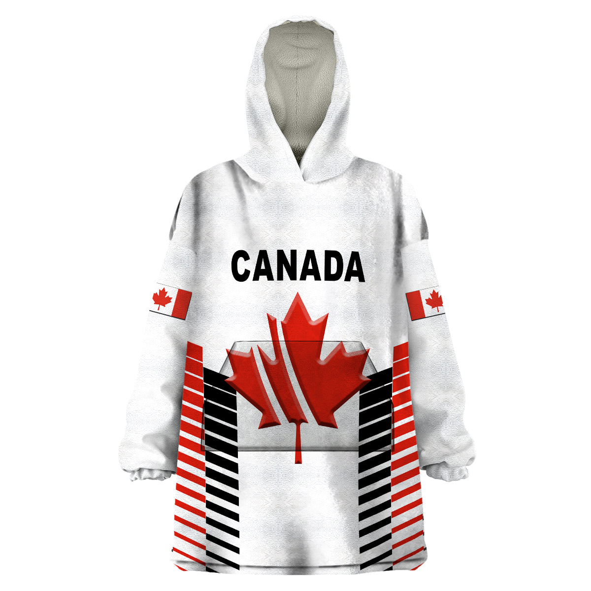 (Custom Personalised) Canada Cricket Wearable Blanket Hoodie Maple Leaf Unique Style - White - Vibe Hoodie Shop