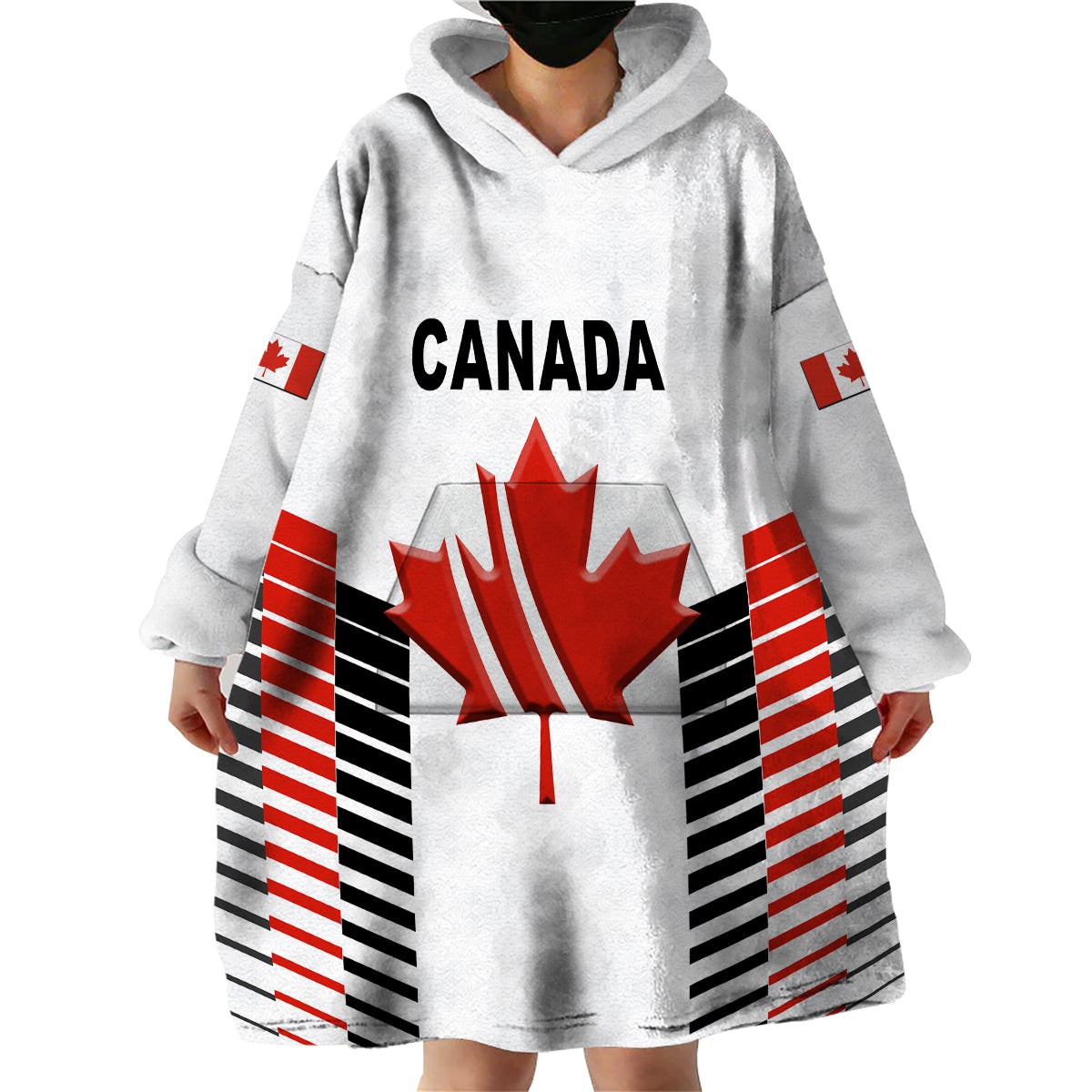 (Custom Personalised) Canada Cricket Wearable Blanket Hoodie Maple Leaf Unique Style - White - Vibe Hoodie Shop