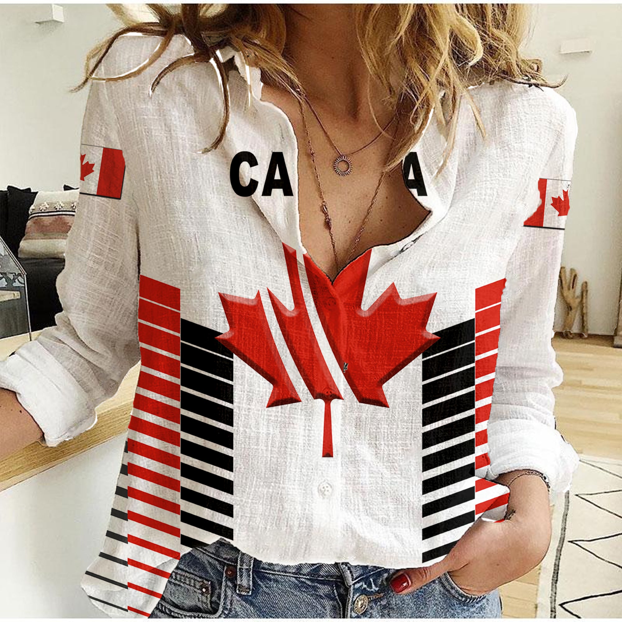 (Custom Personalised) Canada Cricket Women Casual Shirt Maple Leaf Unique Style - White - Vibe Hoodie Shop