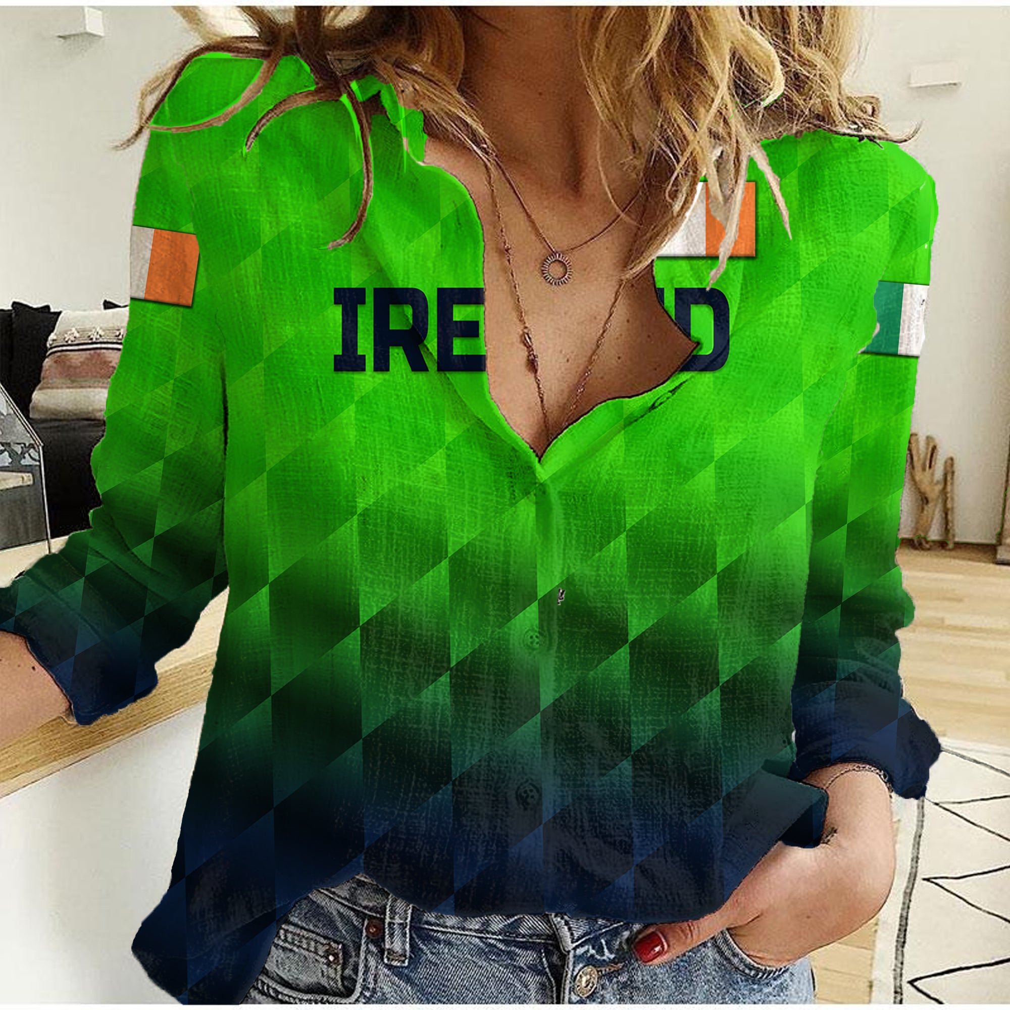 (Custom Personalised) Ireland Cricket Women Casual Shirt Unique Style - Vibe Hoodie Shop