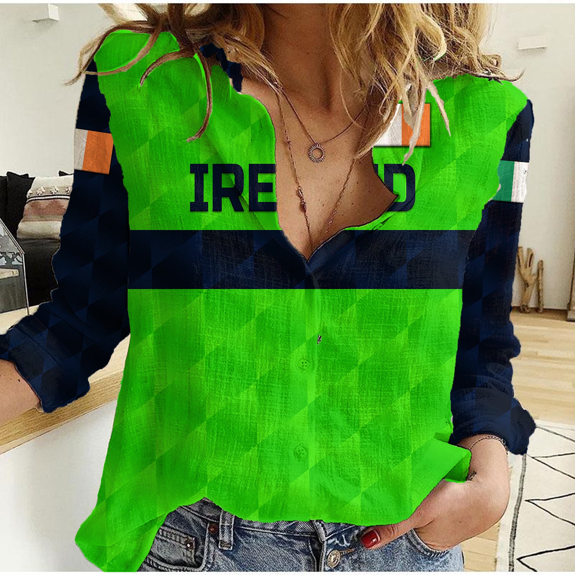 (Custom Personalised) Ireland Cricket Women Casual Shirt Special Style - Vibe Hoodie Shop