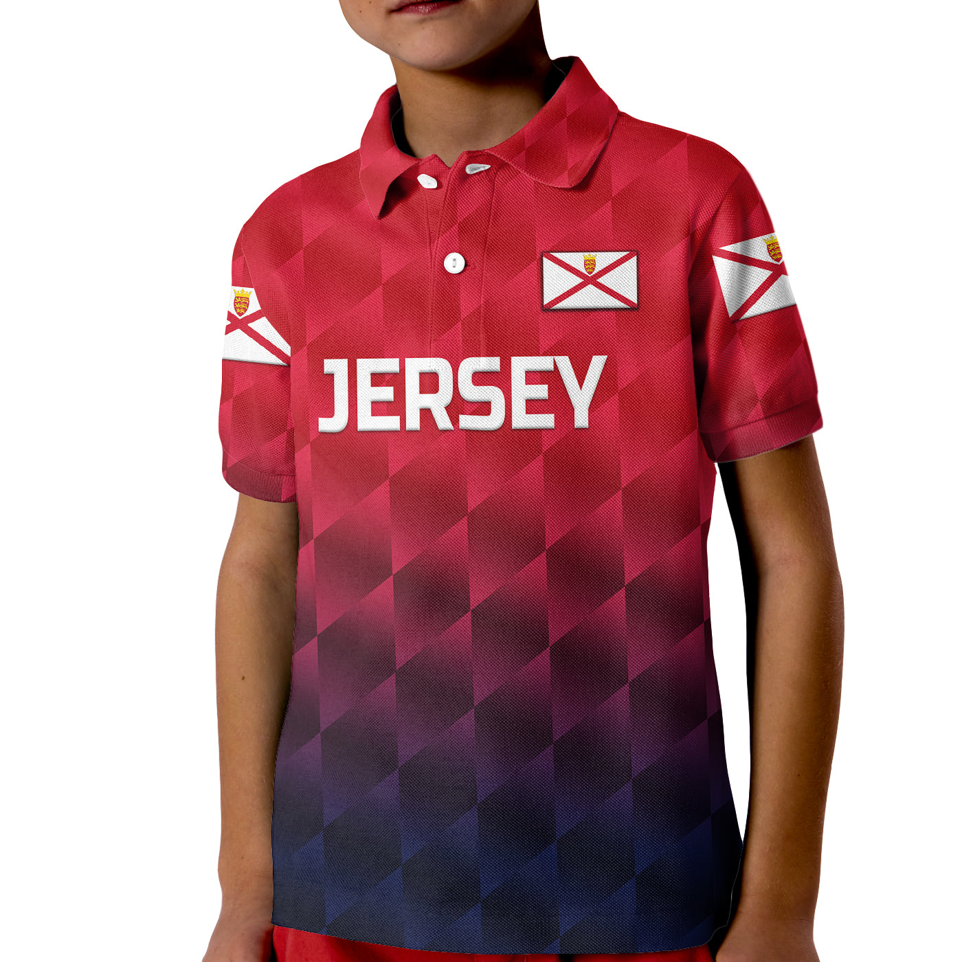 (Custom Personalised) The Bailiwick of Jersey Cricket Kid Polo Shirt Unique Style - Red NO.1 - Vibe Hoodie Shop