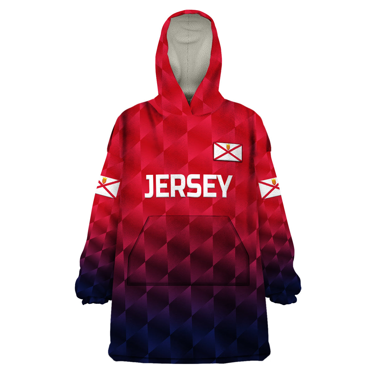 (Custom Personalised) The Bailiwick of Jersey Cricket Wearable Blanket Hoodie Unique Style - Red NO.1 - Vibe Hoodie Shop