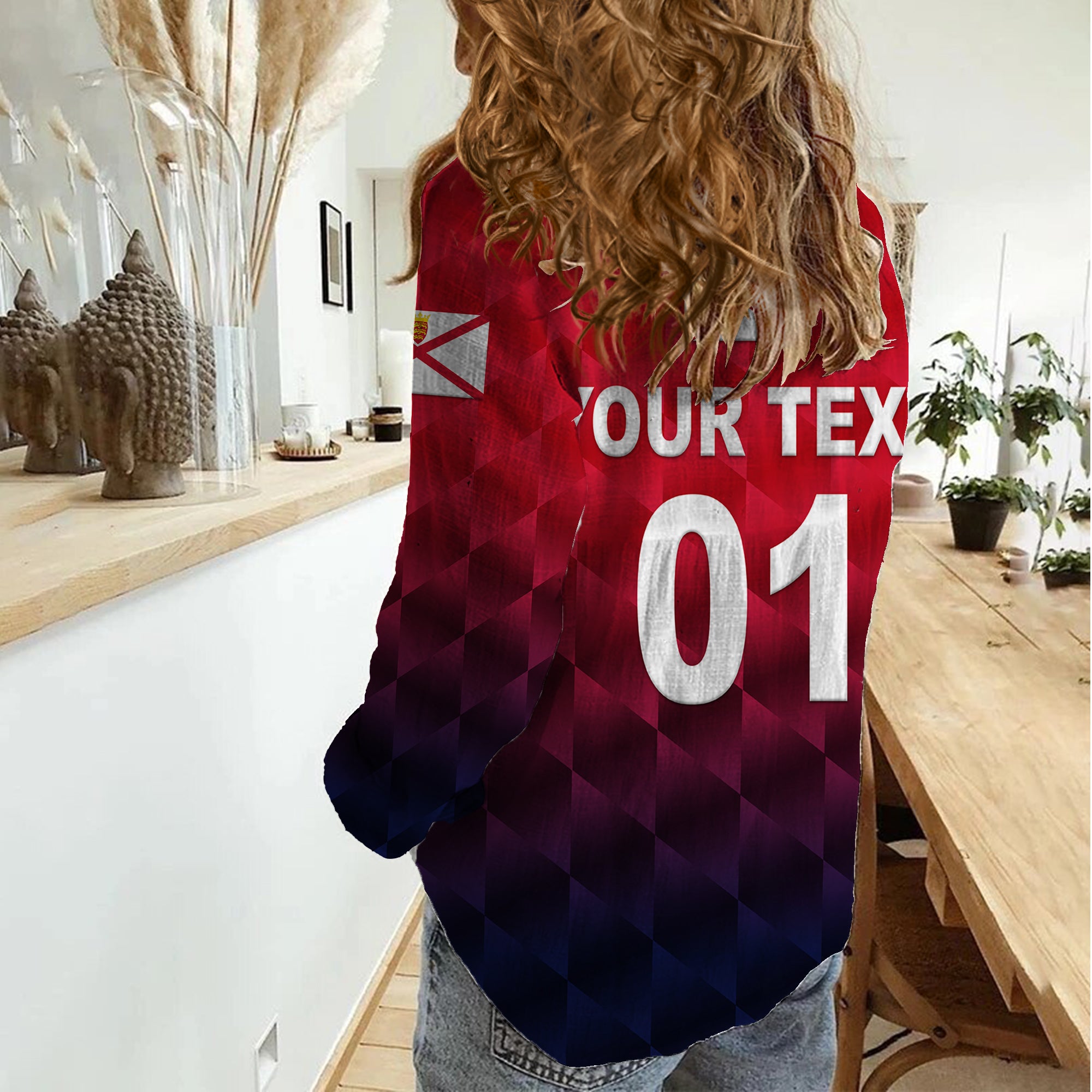 (Custom Personalised) The Bailiwick of Jersey Cricket Women Casual Shirt Unique Style - Red NO.1 - Vibe Hoodie Shop