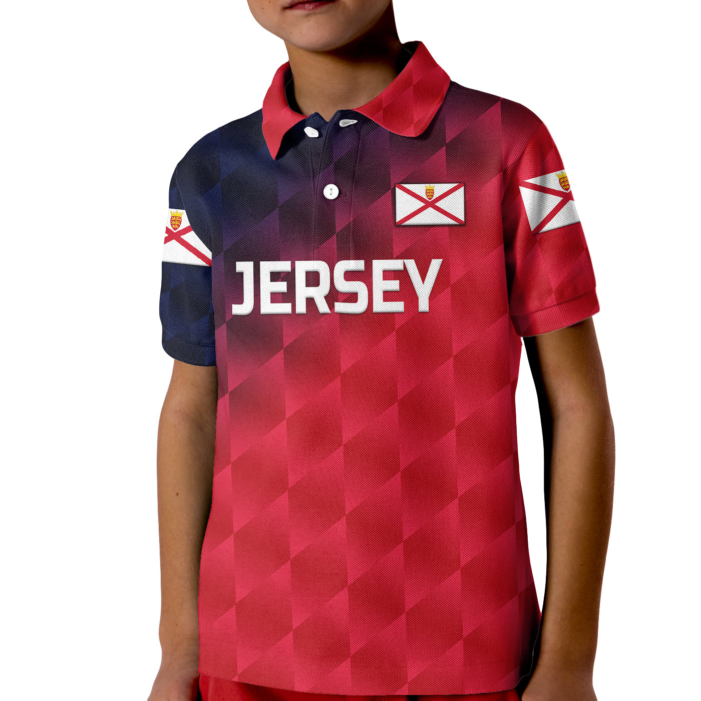 (Custom Personalised) The Bailiwick of Jersey Cricket Kid Polo Shirt Unique Style - Red NO.2 - Vibe Hoodie Shop