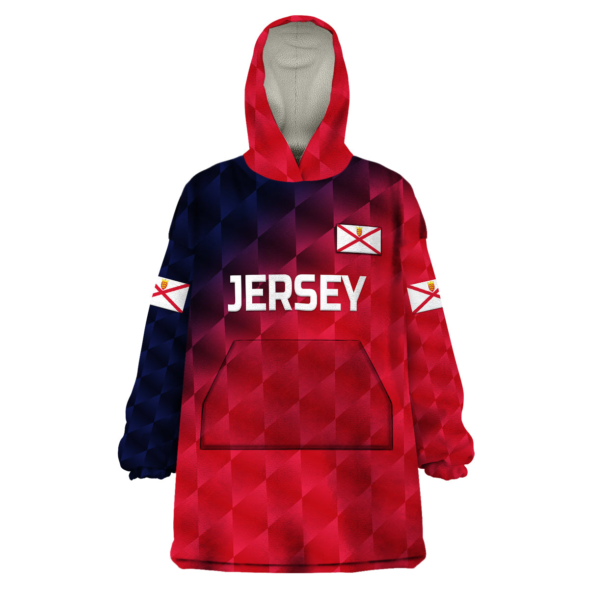 (Custom Personalised) The Bailiwick of Jersey Cricket Wearable Blanket Hoodie Unique Style - Red NO.2 - Vibe Hoodie Shop