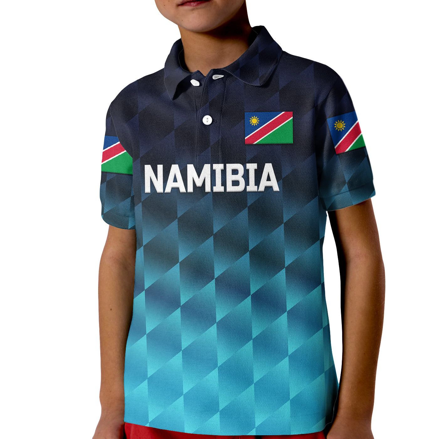 (Custom Personalised) Namibia Cricket Kid Polo Shirt Unique Style - Blue - Vibe Hoodie Shop