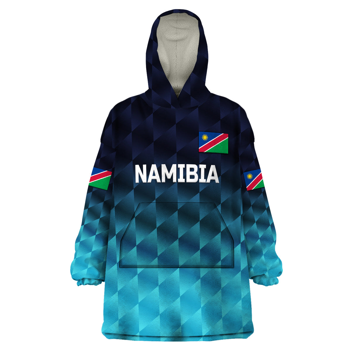 (Custom Personalised) Namibia Cricket Wearable Blanket Hoodie Unique Style - Blue - Vibe Hoodie Shop