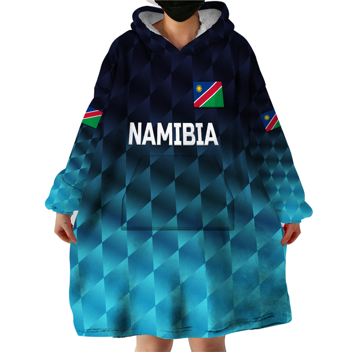 (Custom Personalised) Namibia Cricket Wearable Blanket Hoodie Unique Style - Blue - Vibe Hoodie Shop