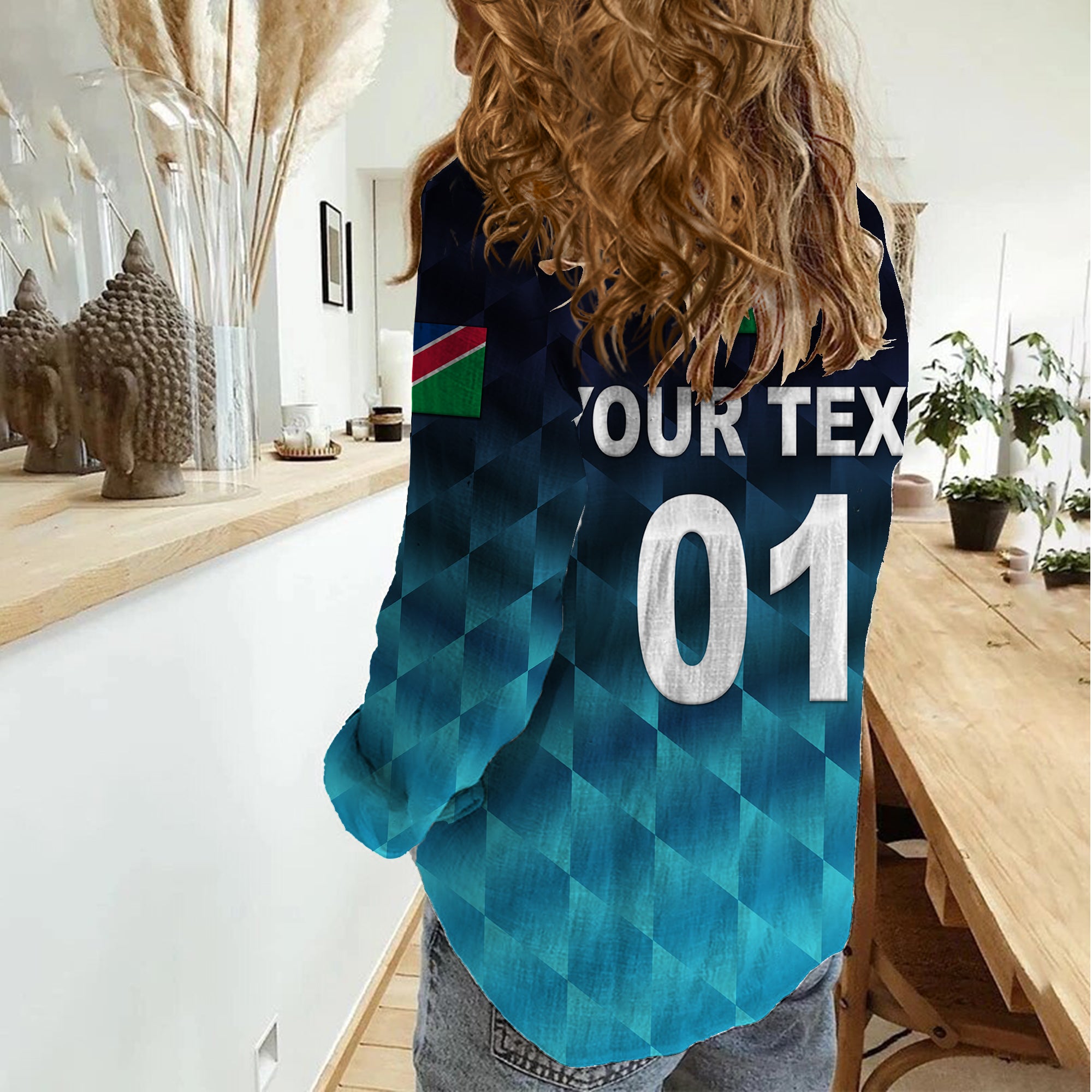 (Custom Personalised) Namibia Cricket Women Casual Shirt Unique Style - Blue - Vibe Hoodie Shop