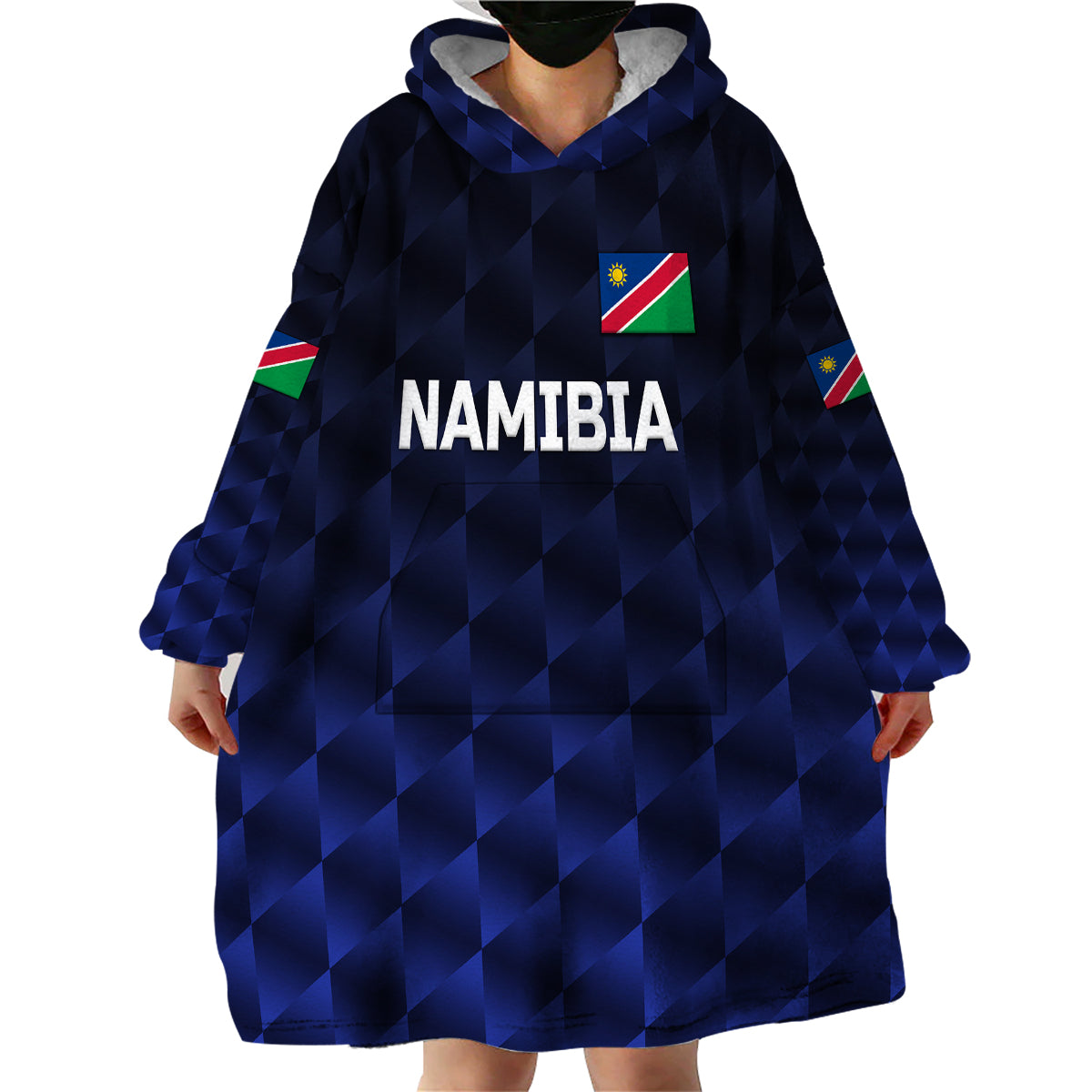 (Custom Personalised) Namibia Cricket Wearable Blanket Hoodie Unique Style - Navy - Vibe Hoodie Shop