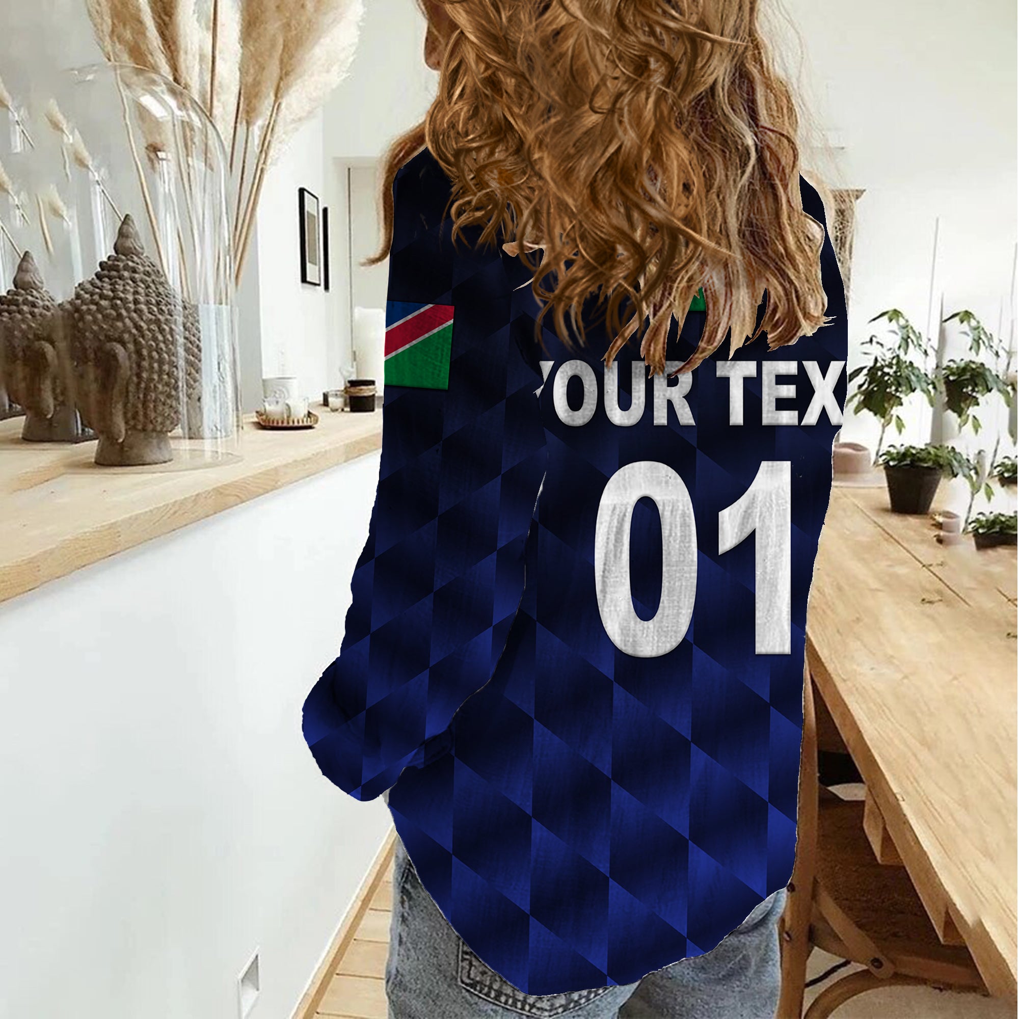 (Custom Personalised) Namibia Cricket Women Casual Shirt Unique Style - Navy - Vibe Hoodie Shop