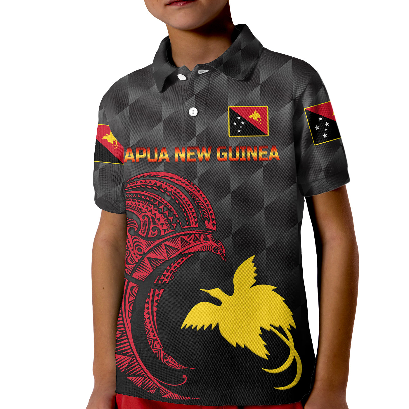 (Custom Personalised) Papua New Guinea Barramundis Cricket Kid Polo Shirt Birds Of Paradise Paradisaea Raggiana Original - Black - Vibe Hoodie Shop