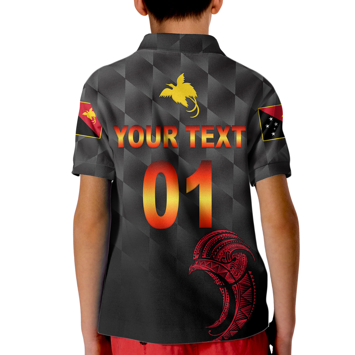 (Custom Personalised) Papua New Guinea Barramundis Cricket Kid Polo Shirt Birds Of Paradise Paradisaea Raggiana Original - Black - Vibe Hoodie Shop