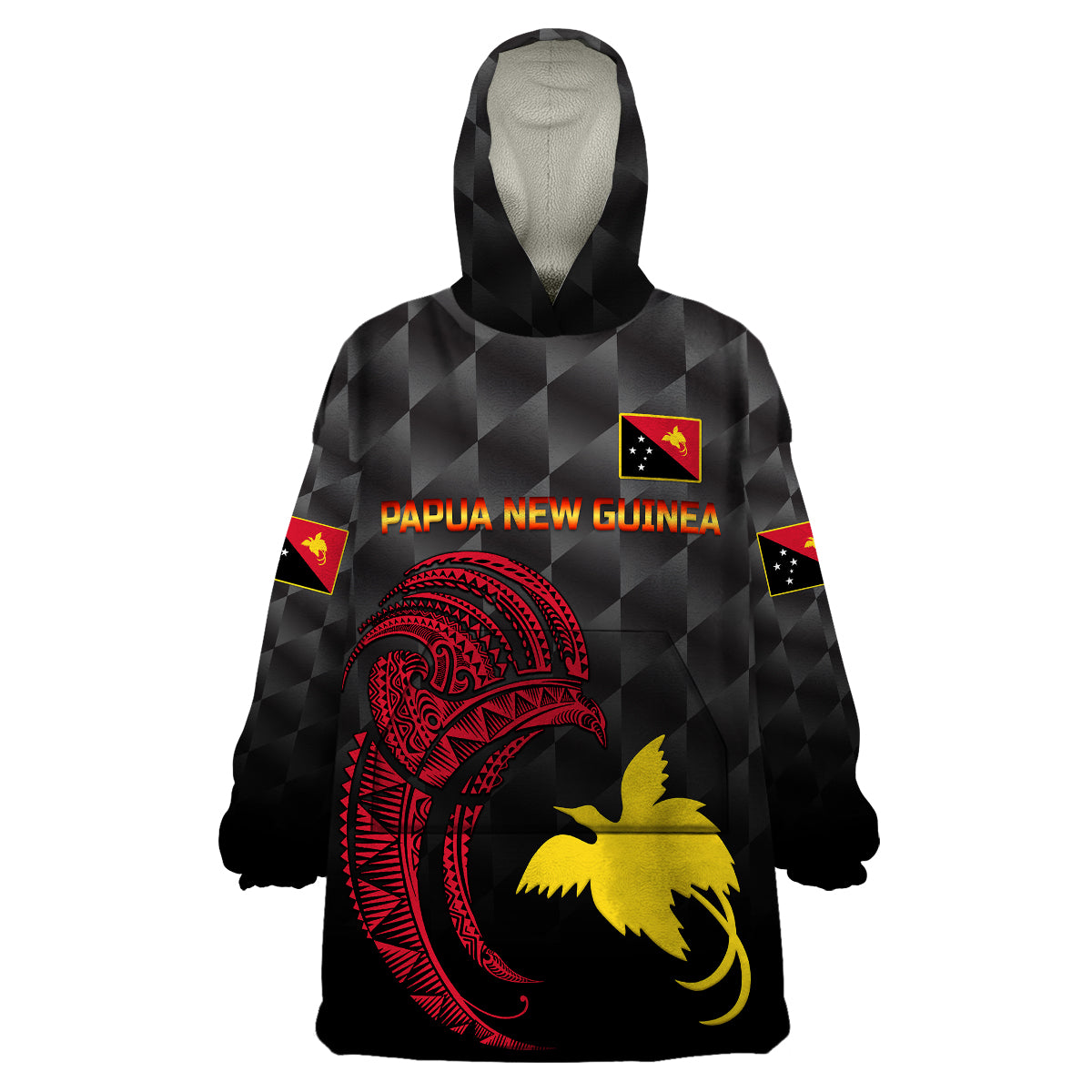 (Custom Personalised) Papua New Guinea Barramundis Cricket Wearable Blanket Hoodie Birds Of Paradise Paradisaea Raggiana Original - Black - Vibe Hoodie Shop