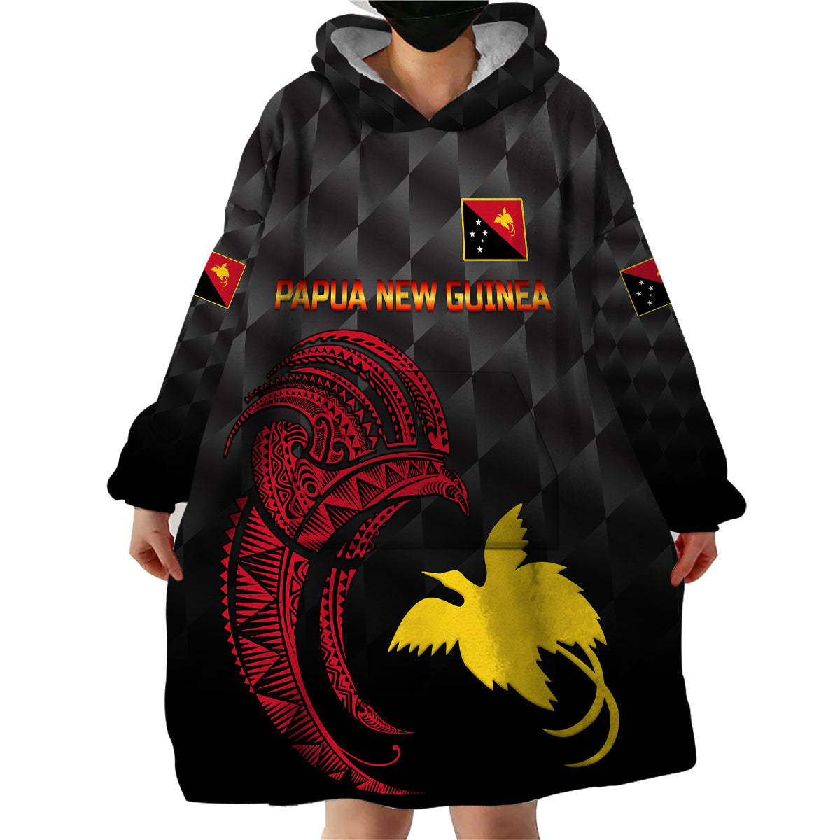 (Custom Personalised) Papua New Guinea Barramundis Cricket Wearable Blanket Hoodie Birds Of Paradise Paradisaea Raggiana Original - Black - Vibe Hoodie Shop