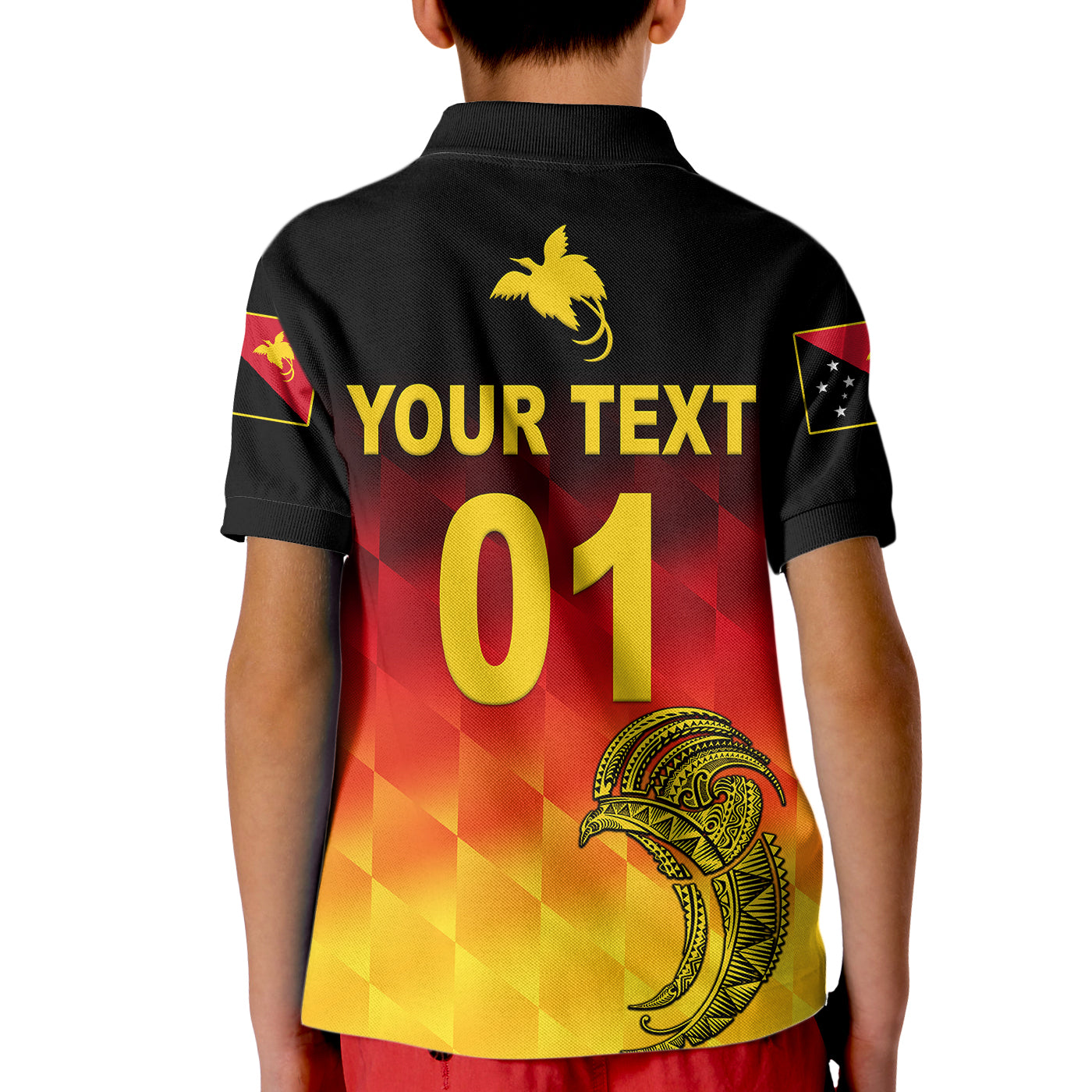 (Custom Personalised) Papua New Guinea Barramundis Cricket Kid Polo Shirt Birds Of Paradise Paradisaea Raggiana Original - Gradient Flag Vibes - Vibe Hoodie Shop