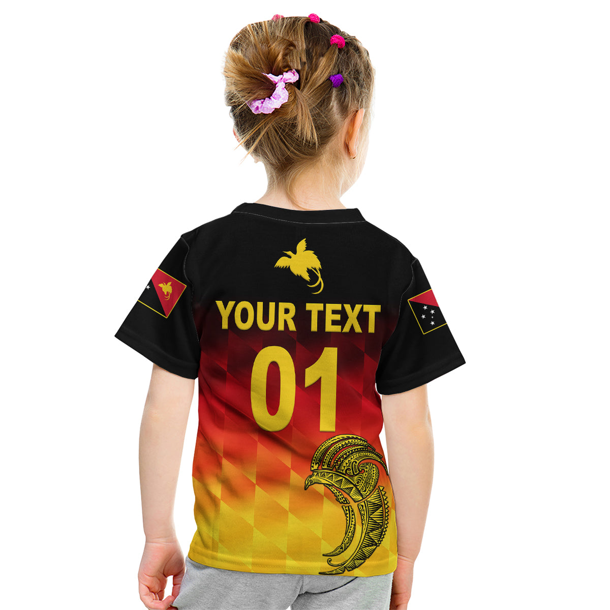 (Custom Personalised) Papua New Guinea Barramundis Cricket Kid T Shirt Birds Of Paradise Paradisaea Raggiana Original - Gradient Flag Vibes - Vibe Hoodie Shop