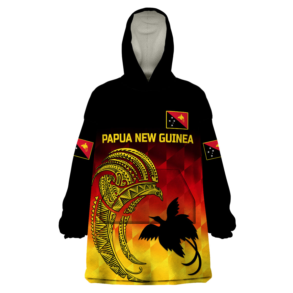 (Custom Personalised) Papua New Guinea Barramundis Cricket Wearable Blanket Hoodie Birds Of Paradise Paradisaea Raggiana Original - Gradient Flag Vibes - Vibe Hoodie Shop