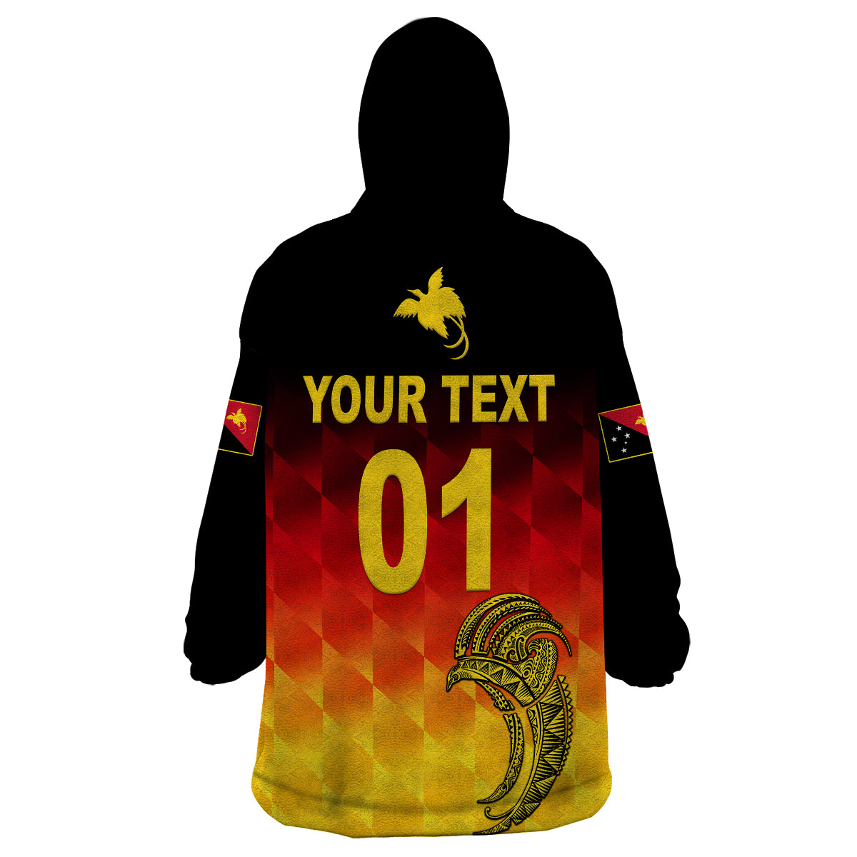 (Custom Personalised) Papua New Guinea Barramundis Cricket Wearable Blanket Hoodie Birds Of Paradise Paradisaea Raggiana Original - Gradient Flag Vibes - Vibe Hoodie Shop