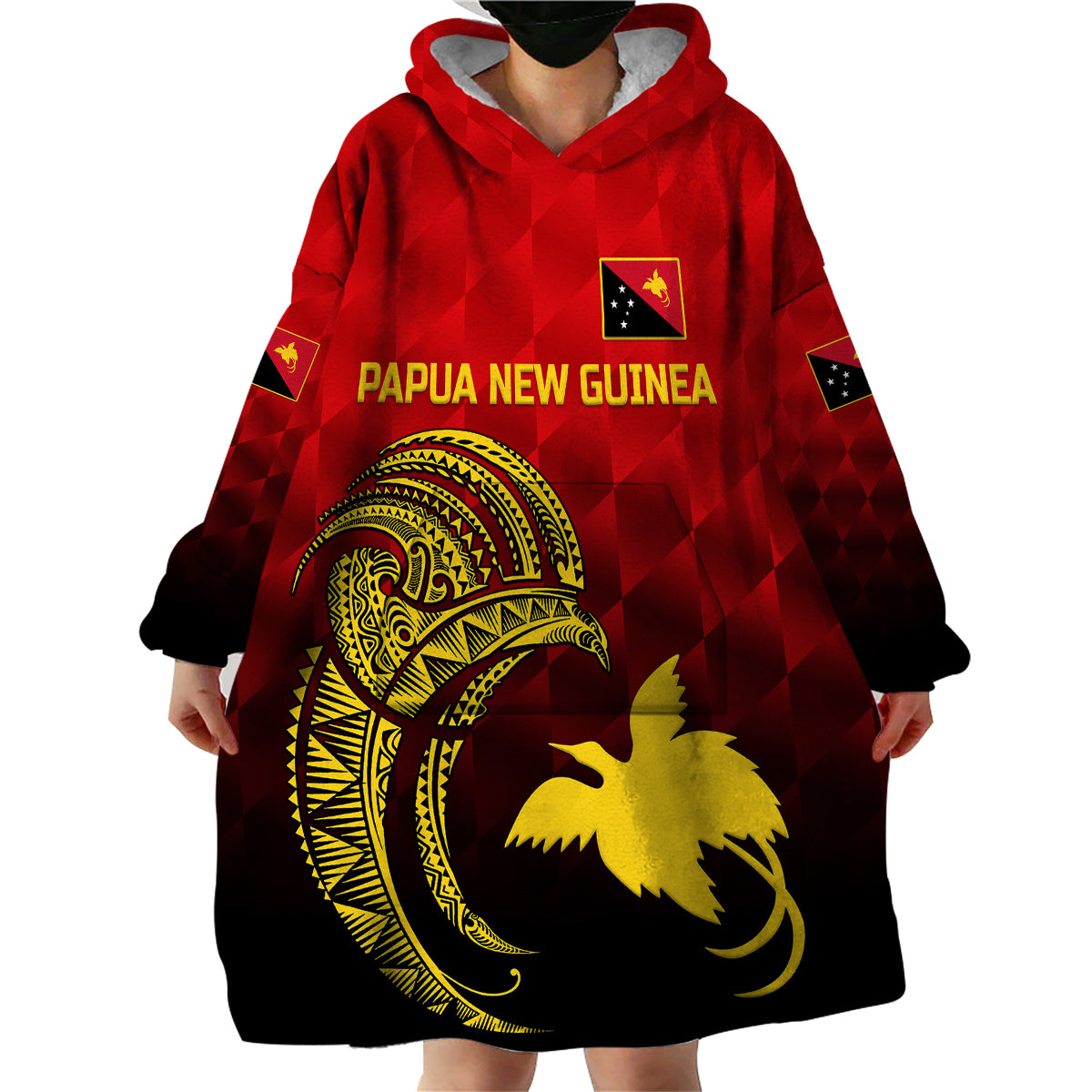 (Custom Personalised) Papua New Guinea Barramundis Cricket Wearable Blanket Hoodie Birds Of Paradise Paradisaea Raggiana Original - Red - Vibe Hoodie Shop