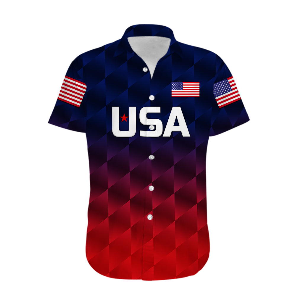 (Custom Personalised) United States National Cricket Hawaiian Shirt Team USA Cricket Gradient Navy Red - Vibe Hoodie Shop