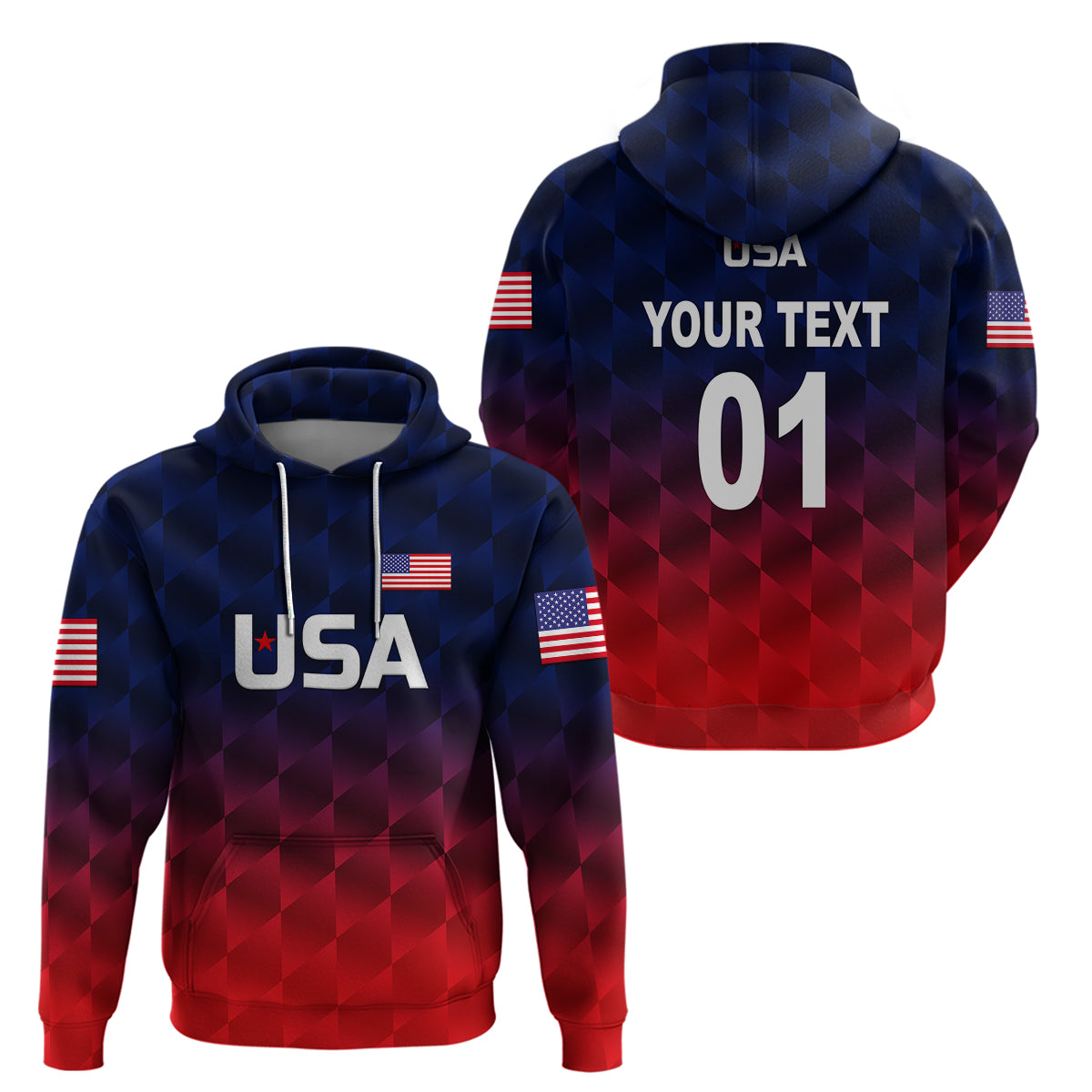 (Custom Personalised) United States National Cricket Hoodie Team USA Cricket Gradient Navy Red LT8 - Vibe Hoodie Shop