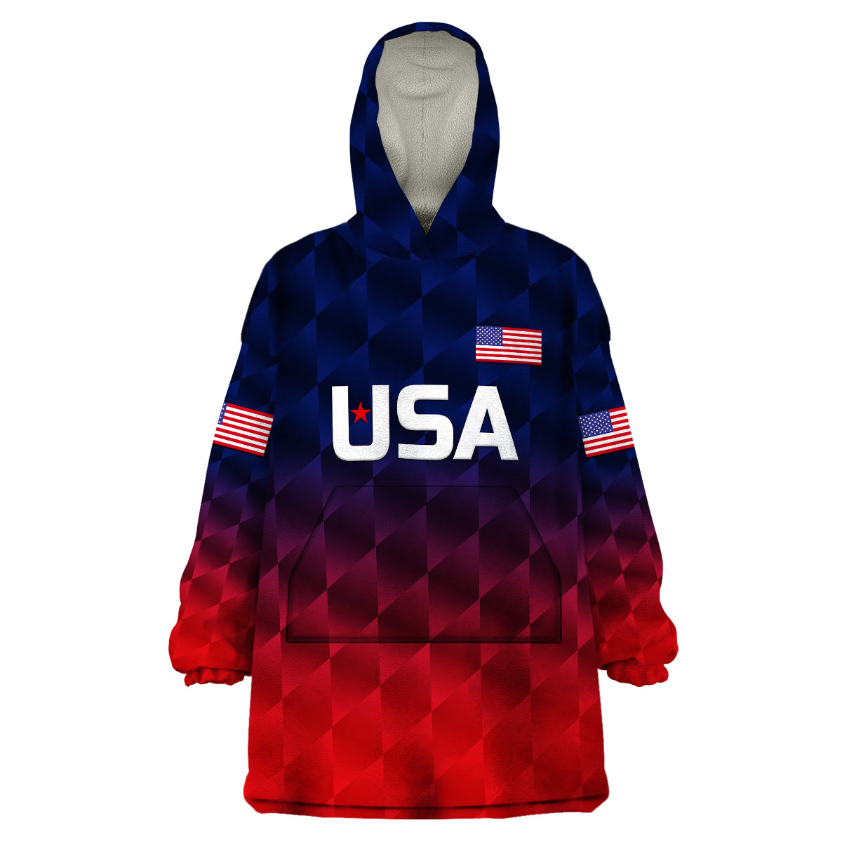 (Custom Personalised) United States National Cricket Wearable Blanket Hoodie Team USA Cricket Gradient Navy Red - Vibe Hoodie Shop