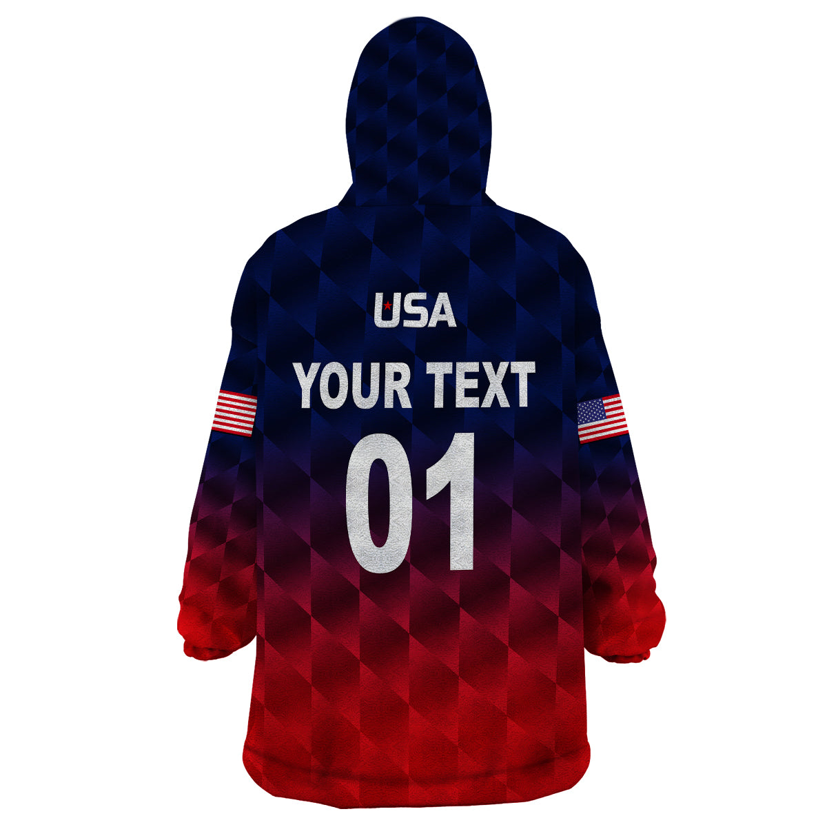 (Custom Personalised) United States National Cricket Wearable Blanket Hoodie Team USA Cricket Gradient Navy Red - Vibe Hoodie Shop