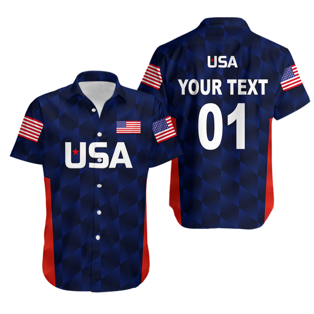 (Custom Personalised) United States National Cricket Hawaiian Shirt Team USA Cricket Navy - Vibe Hoodie Shop